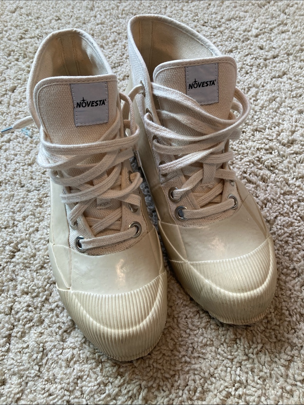 Novesta High-Top Canvas Sneakers in Natural/Cream